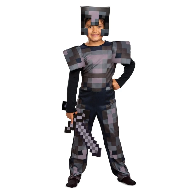 Minecraft Netherite Armor Classic Costume for Kids, Grey Jumpsuit