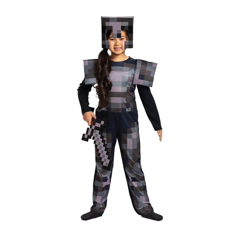 Minecraft Netherite Armor Classic Costume for Kids, Grey Jumpsuit