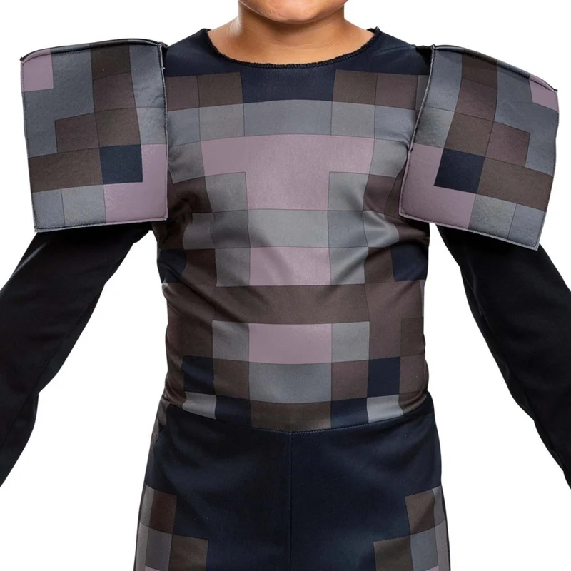 Minecraft Netherite Armor Classic Costume for Kids, Grey Jumpsuit