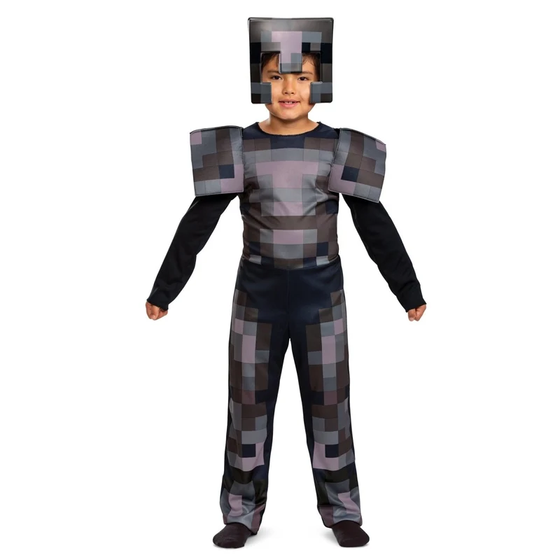 Minecraft Netherite Armor Classic Costume for Kids, Grey Jumpsuit