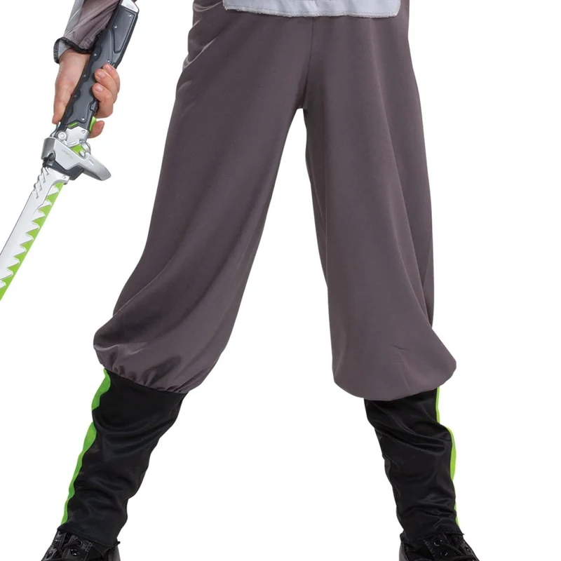 Overwatch 2 Genji Deluxe Muscle Costume for Kids, Grey Hooded Jumpsuit