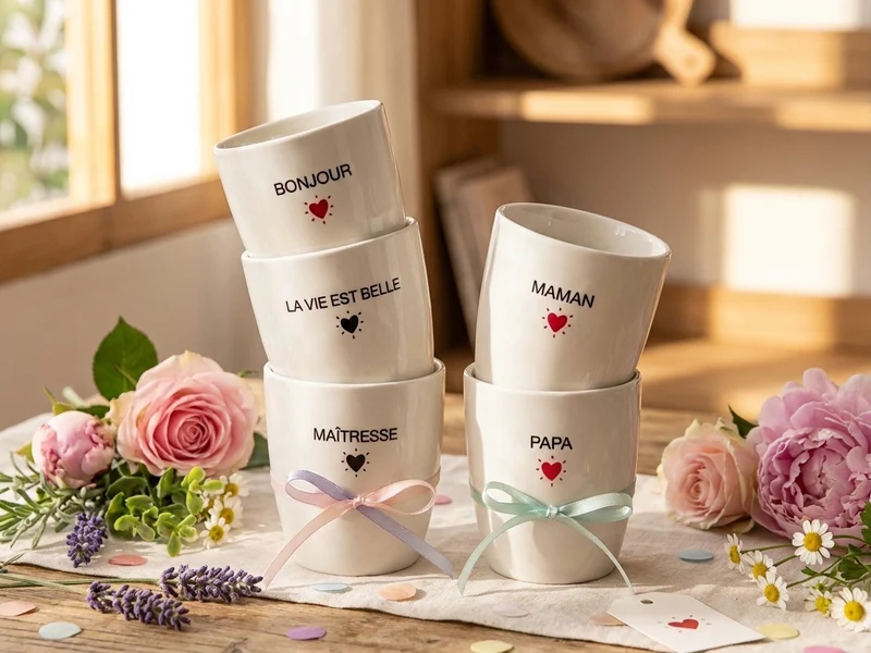 Gobelet message coeur rouge - Maman opjet