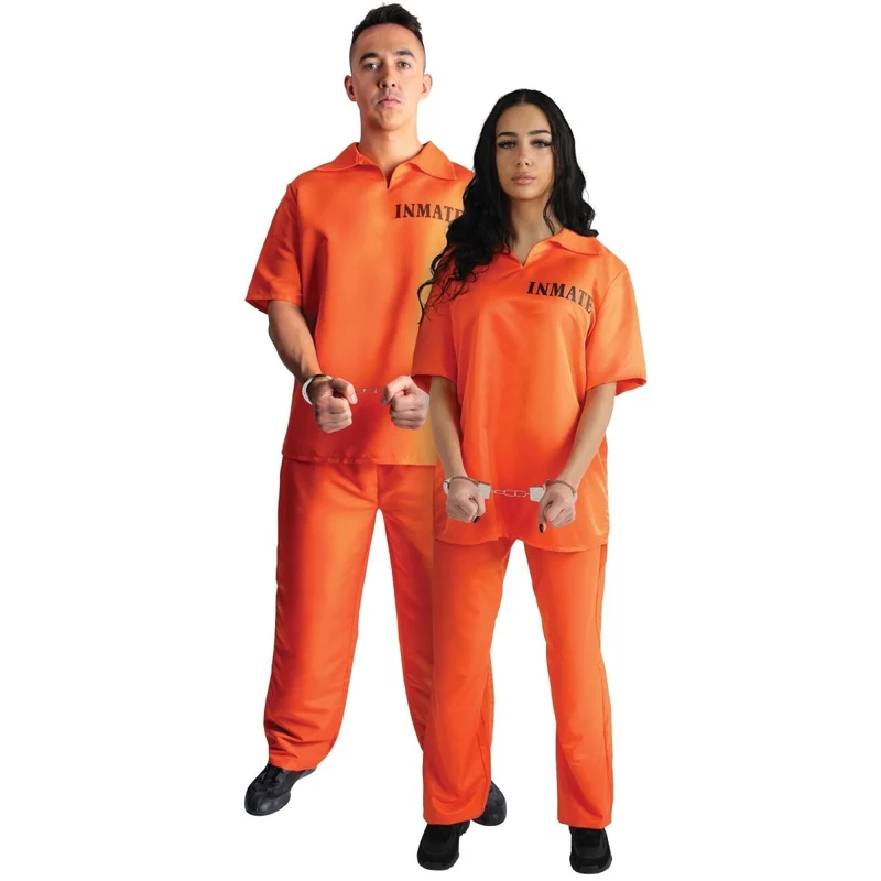 Inmate Costume for Adults, Orange Top and Pants