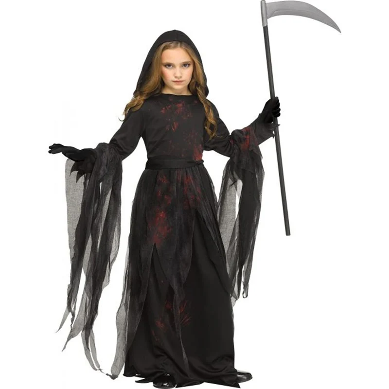 Soulless Reaper Costume for Kids, Black and Red Dress