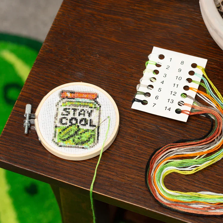 Stay Cool Pickle Mini Cross Stitch