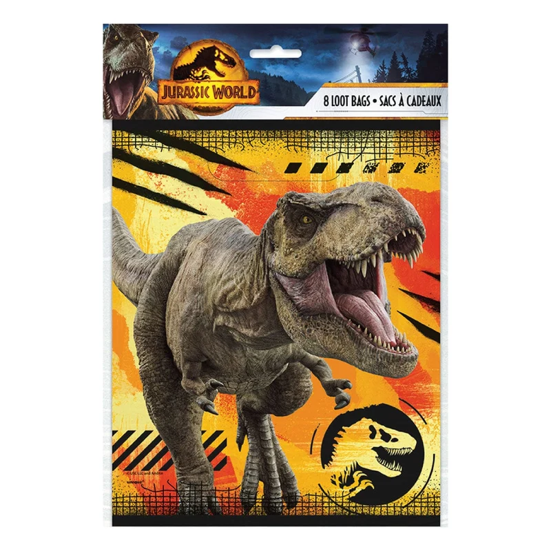 Jurassic World Party Favour Plastic Bags with Dinosaur, 8 Count