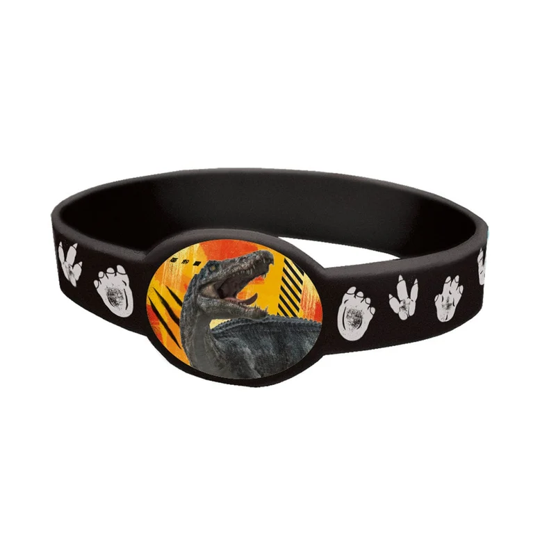 Jurassic World Silicon Stretchy Bracelets, Red, Black, Yellow and Orange, 4 Count