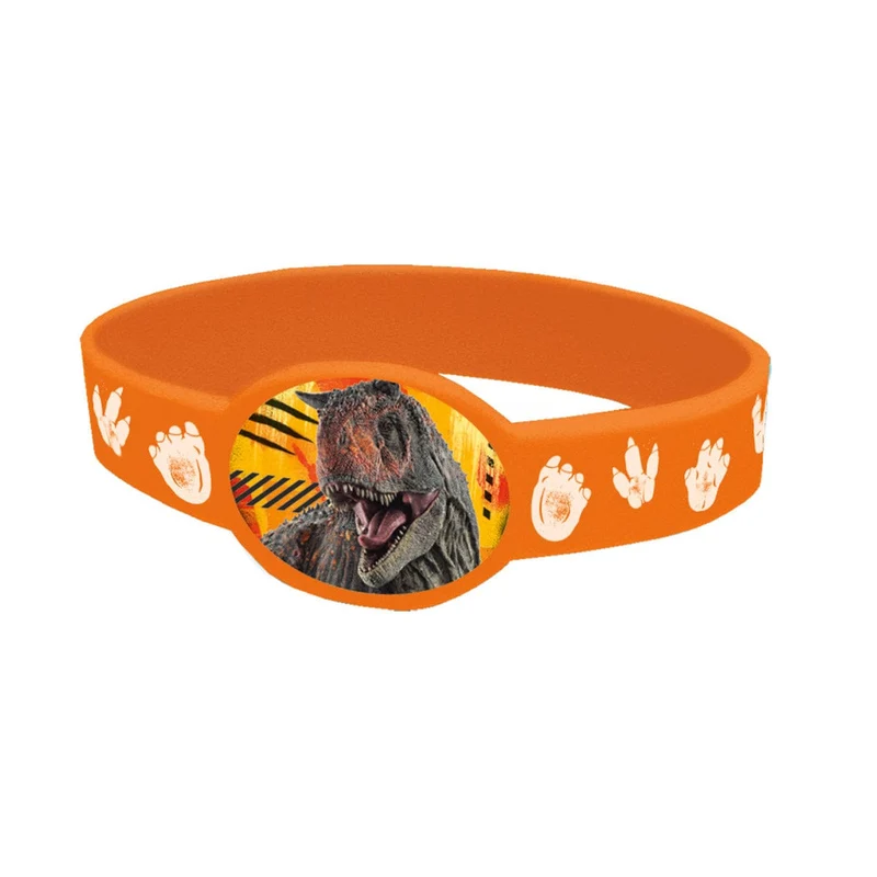 Jurassic World Silicon Stretchy Bracelets, Red, Black, Yellow and Orange, 4 Count