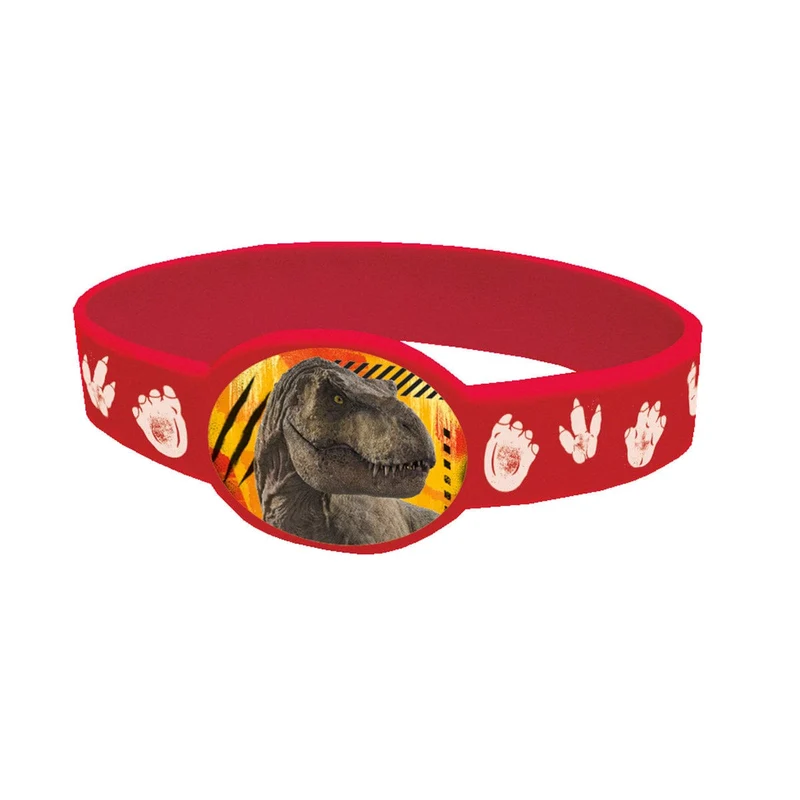 Jurassic World Silicon Stretchy Bracelets, Red, Black, Yellow and Orange, 4 Count