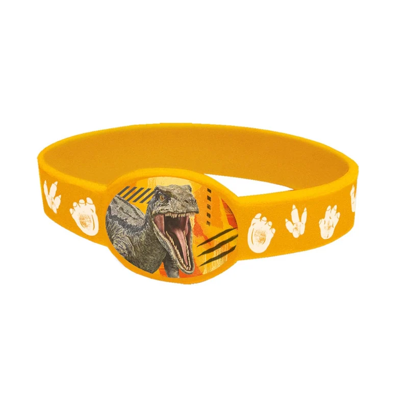 Jurassic World Silicon Stretchy Bracelets, Red, Black, Yellow and Orange, 4 Count