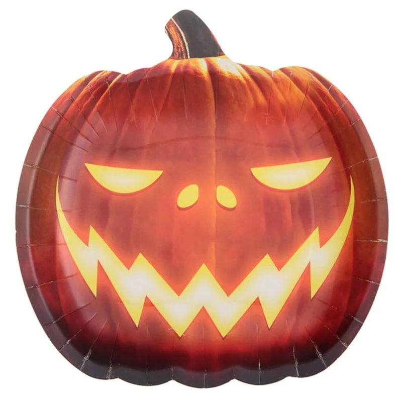 Halloween Pumpkin Large Paper Plates, 10 Count