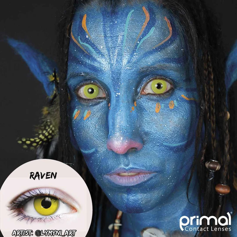 PRIMAL® Raven - Yellow Coloured Contact Lenses, 3 Month Usage