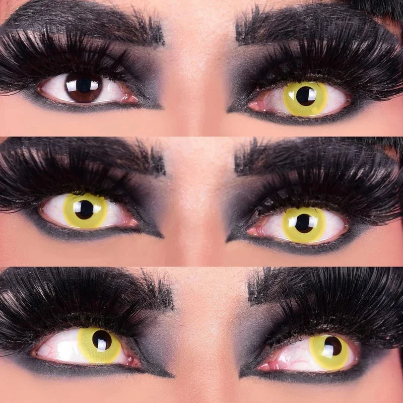 PRIMAL® Raven - Yellow Coloured Contact Lenses, 3 Month Usage