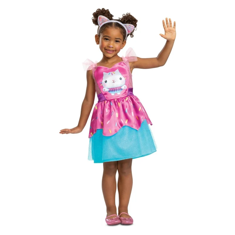 Gabby's Dollhouse Cakey Cat Classic Costume for Toddlers, Blue and Pink Dress