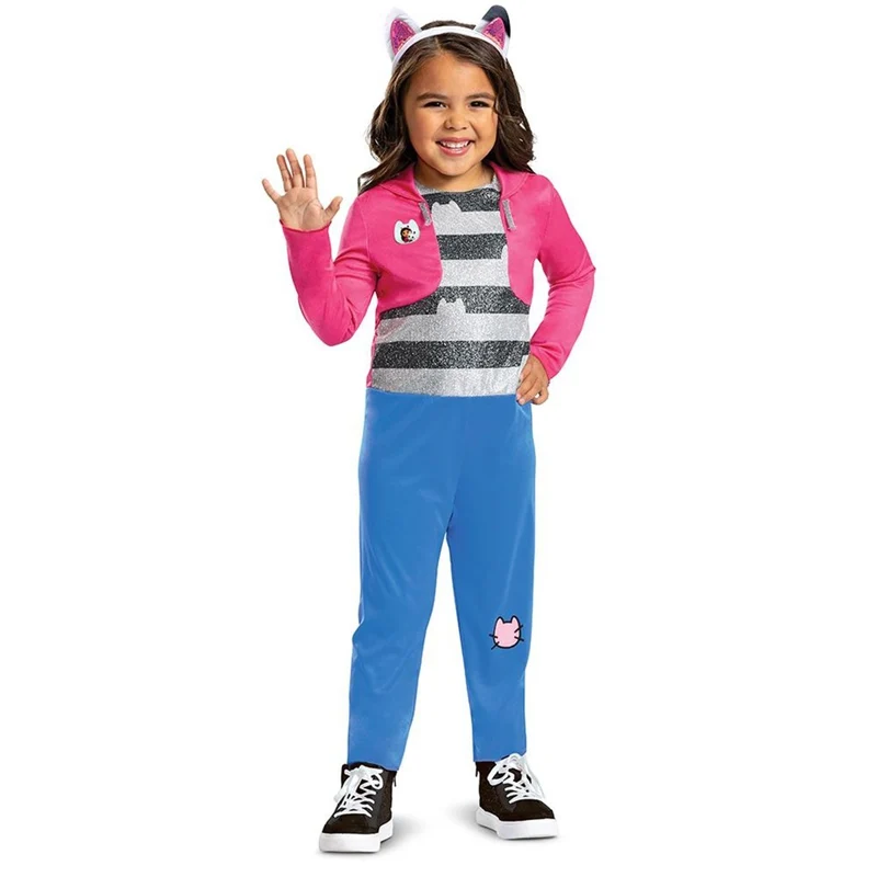 Gabby's Dollhouse Gabby Classic Costume for Toddlers, Blue and Pink Jumpsuit
