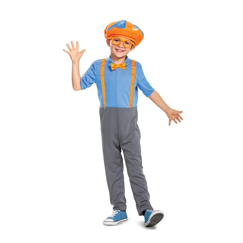 Blippi Classic Costume for Toddlers, Blue and Orange Jumpsuit