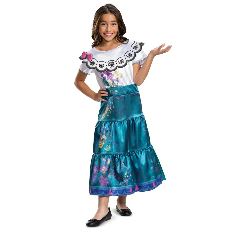 Disney Mirabel Classic Costume for Kids, Encanto, Blue Floral Dress