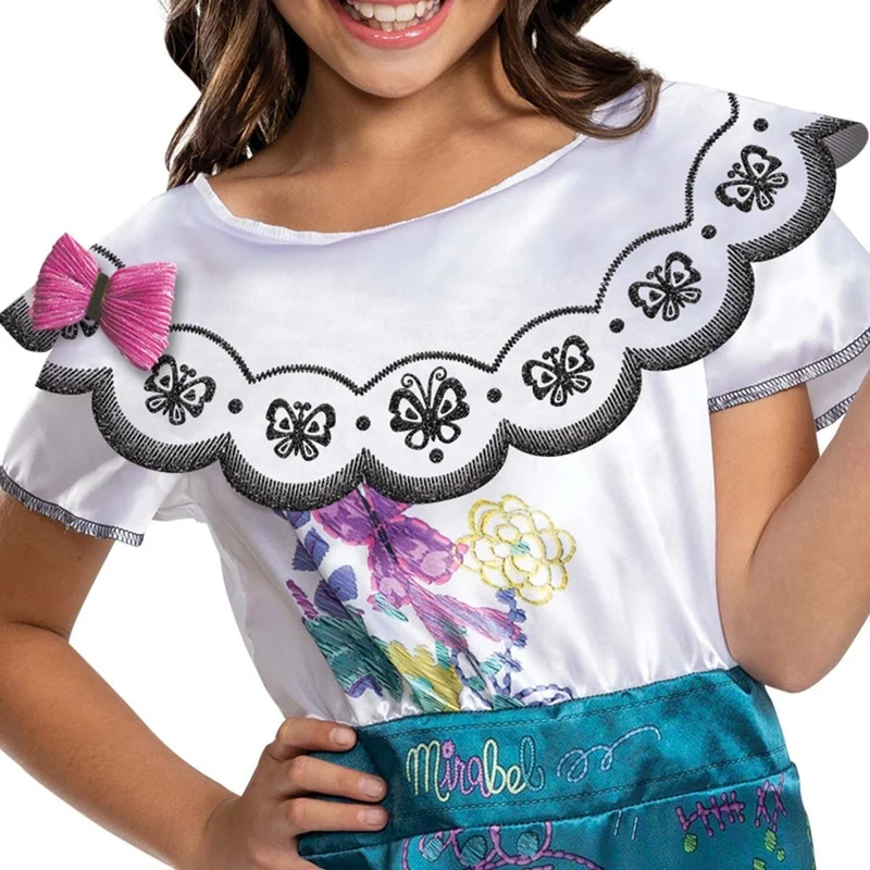 Disney Mirabel Classic Costume for Kids, Encanto, Blue Floral Dress