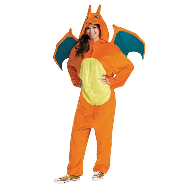 Pokemon Charizard Deluxe Costume for Adults, Orange and Yellow Jumpsuit