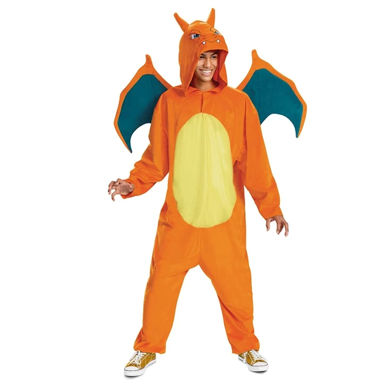 Pokemon Charizard Deluxe Costume for Adults, Orange and Yellow Jumpsuit