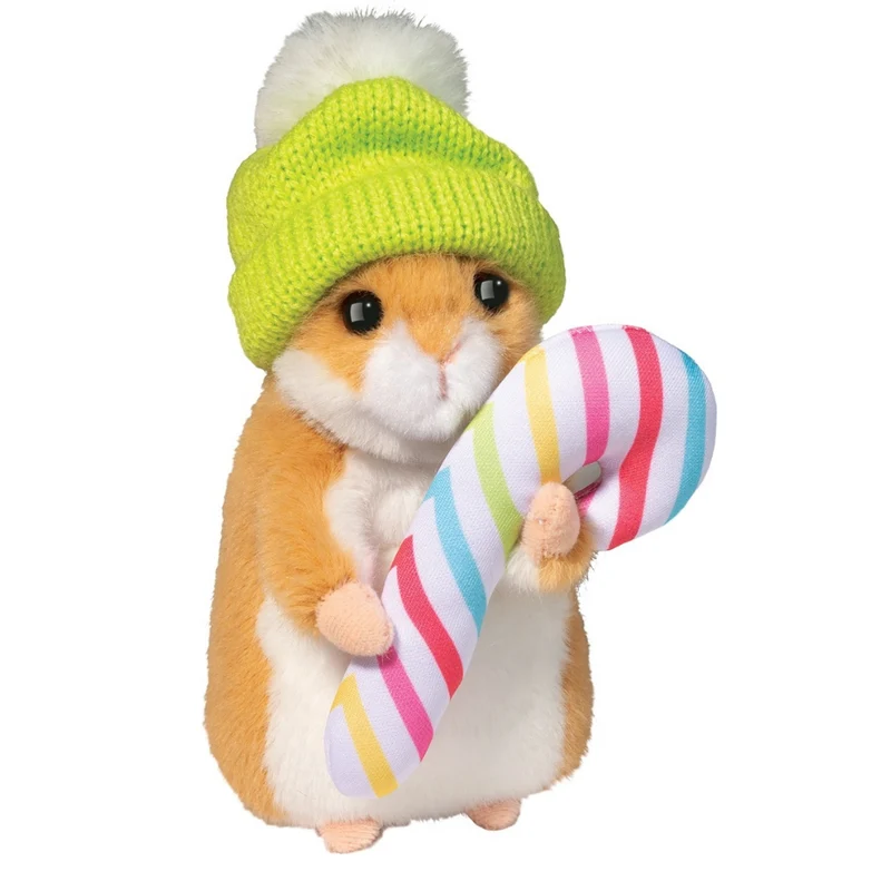 Hamster W /Winter Hat & Candy Cane