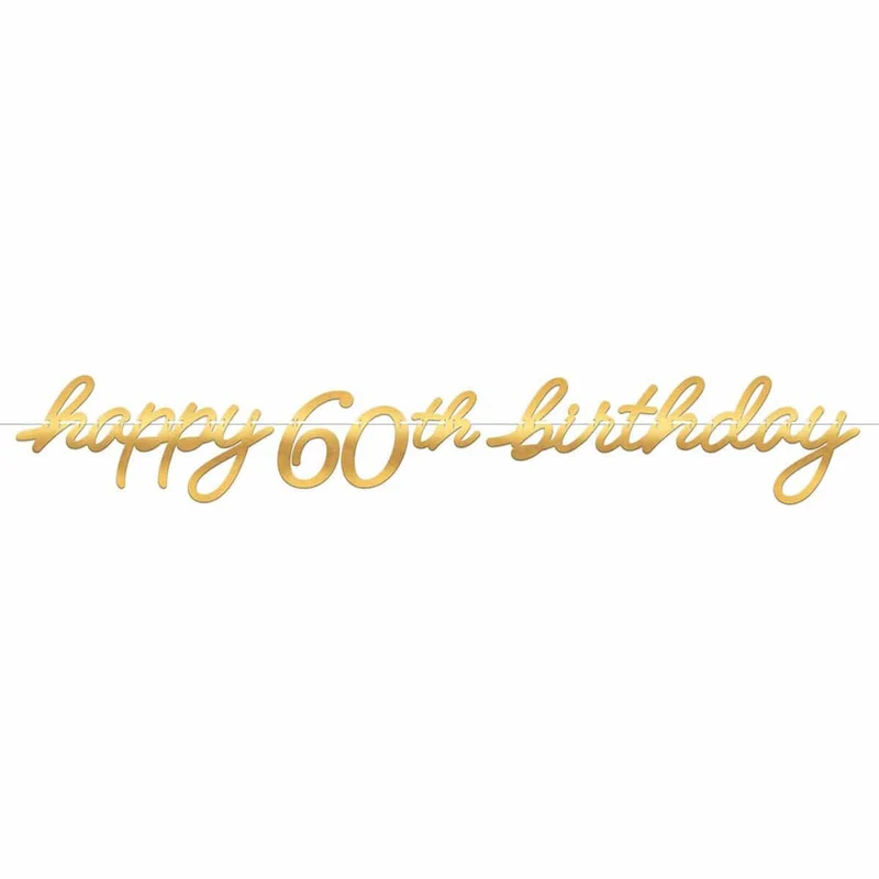 Golden Age Birthday, Happy 60th Birthday Letter Banner, 12 ft