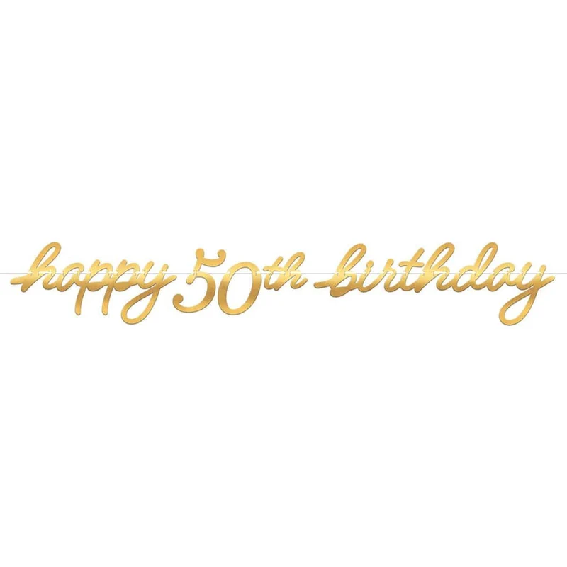 Golden Age Birthday, Happy 50th Birthday Letter Banner, 12 ft