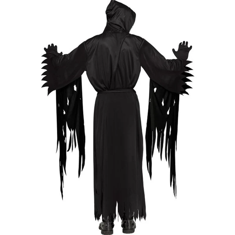 Silent Screamer Costume for Adults, Black Hooded Robe