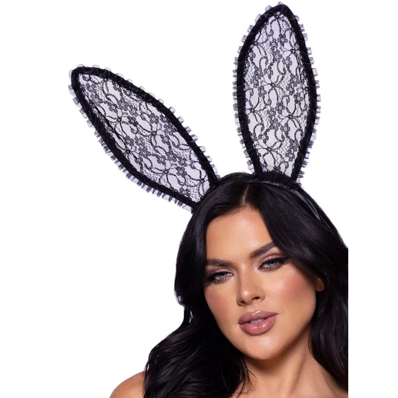 Black Bendable Lace Bunny Ears