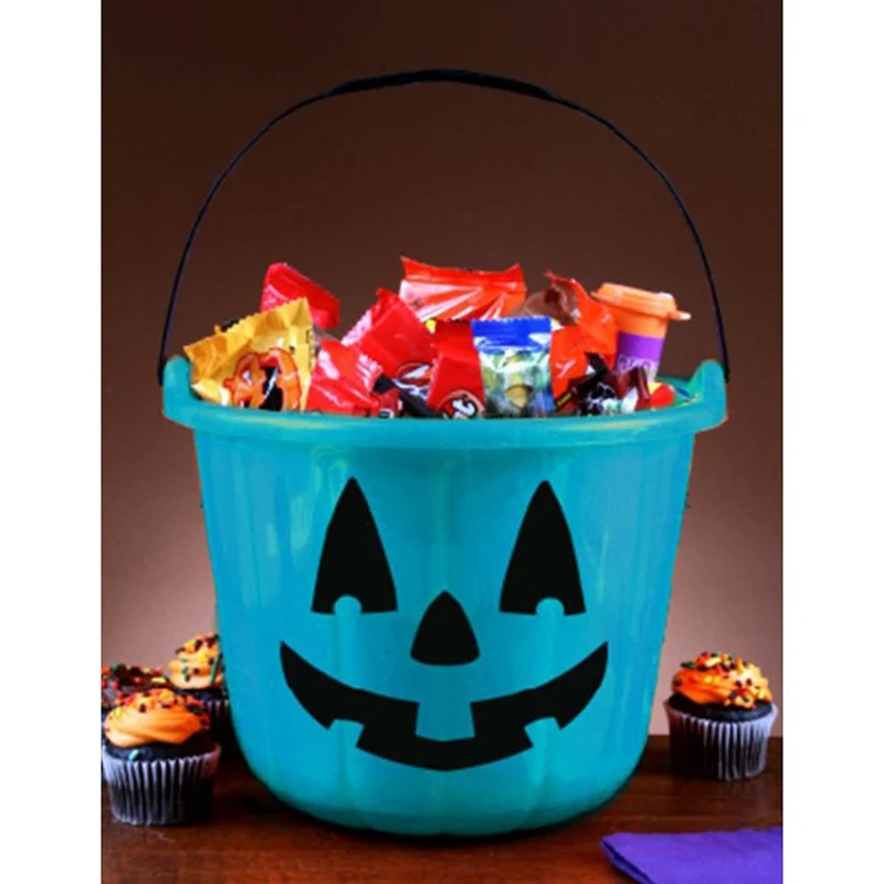Teal Trick Or Treat Pumpkin Bucket