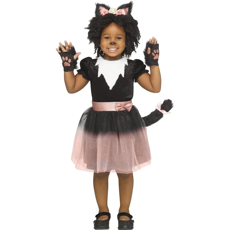 Pretty Kitty Costume for Toddlers, Light Pink and Black Dress