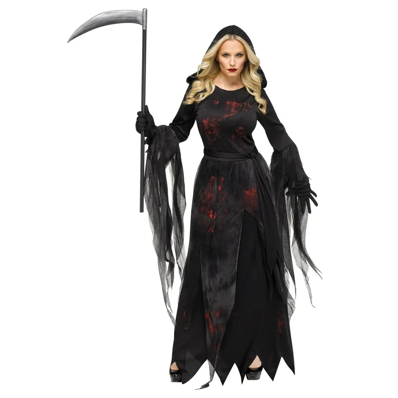 Soulless Reaper Costume for Adults, Black and Red Dress