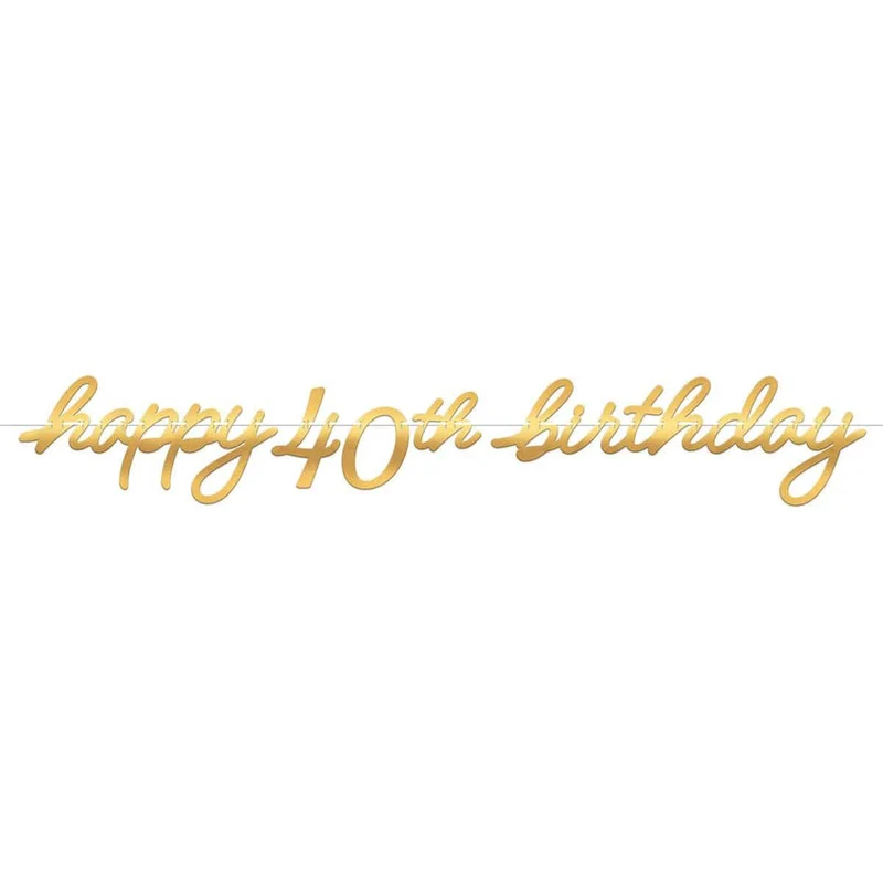 Golden Age Birthday, Happy 40th Birthday Letter Banner, 12 ft