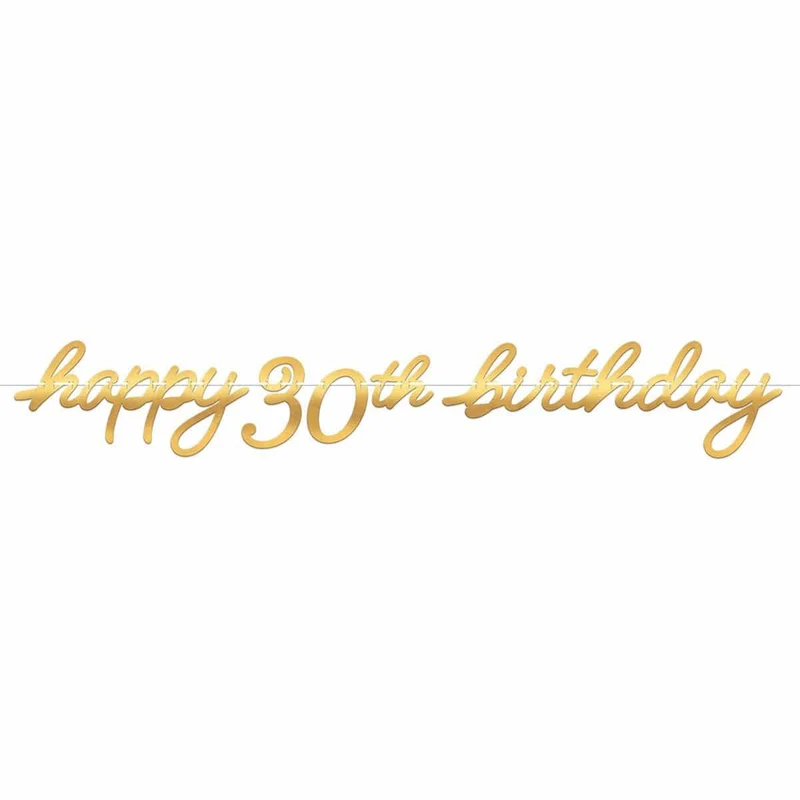 Golden Age Birthday, Happy 30th Birthday Letter Banner, 12 ft