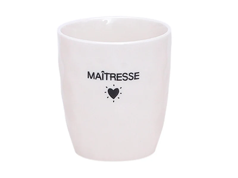 Gobelet message coeur noir - Maîtresse - Opjet
