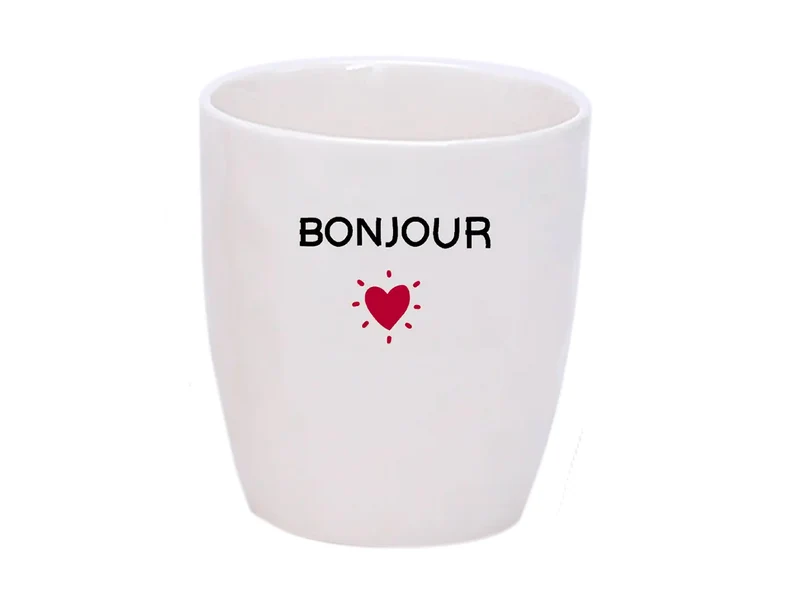 Gobelet message coeur noir - Bonjour - Opjet