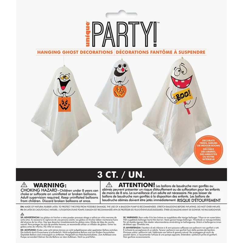Ghost Hanging Decoration, 3 Count
