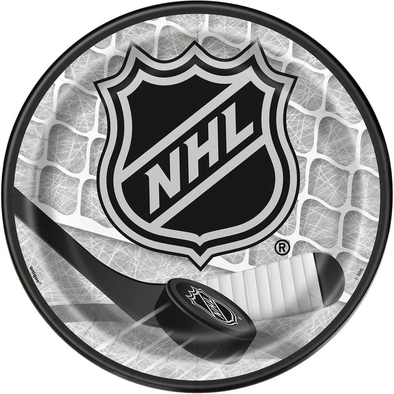 Hockey NHL Round Dessert Paper Plates, 7 in, 8 Count
