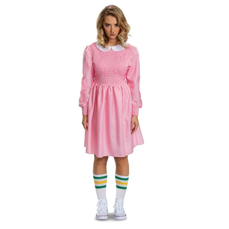 Stranger Things Eleven Deluxe Costume for Adults, Pink Dress with White Socks