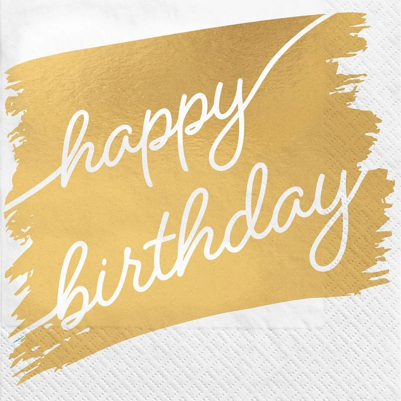 Golden Age Birthday, Happy Birthday Lunch Napkins, 16 Count