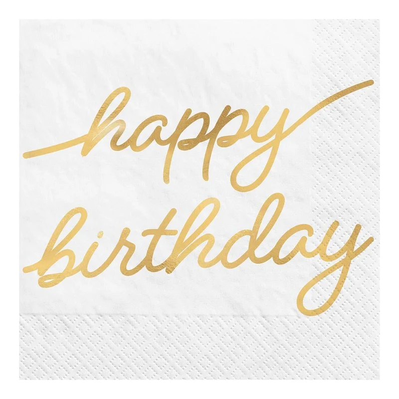 Golden Age Birthday, Happy Birthday Beverage Napkins, 16 Count