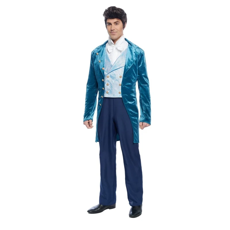 Bridgerton Regency Gentleman Costume for Adults, Blue Tailcoat