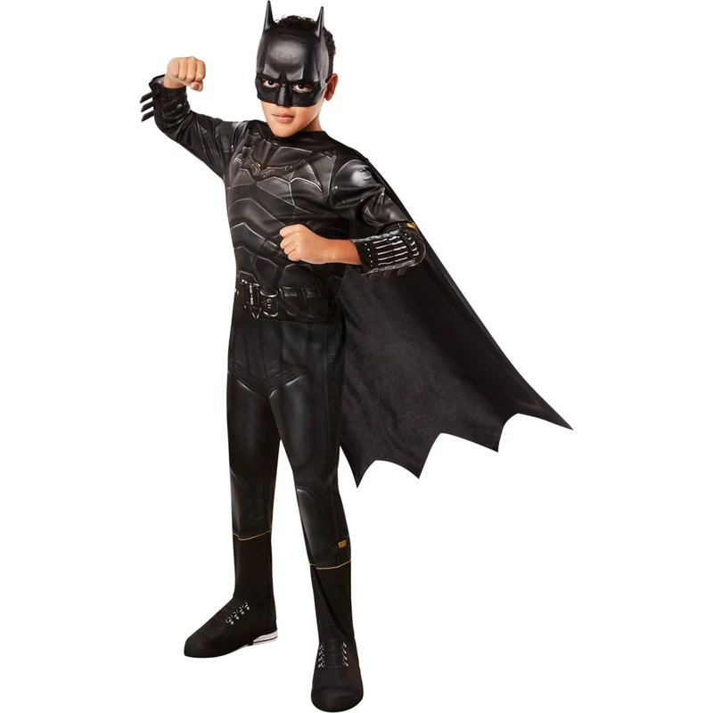 DC Comics Batman Costume for Kids, Black Jumpsuit with Detachable Cape