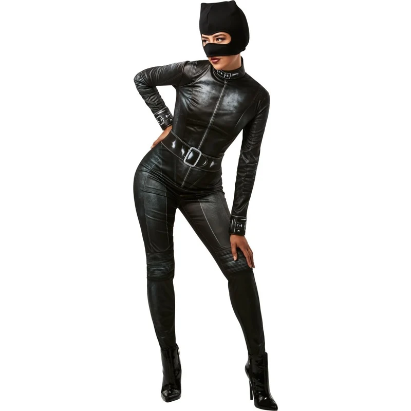 DC Comics Batman Selina Kyle Catwoman Deluxe Costume for Adults, Black Jumpsuit