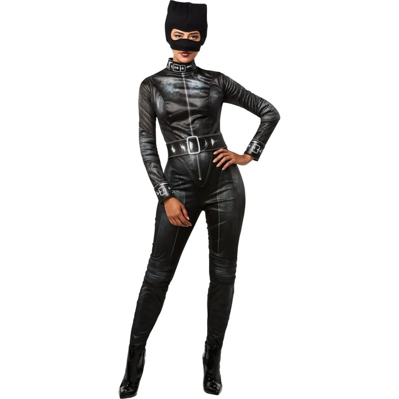 DC Comics Batman Selina Kyle Catwoman Deluxe Costume for Adults, Black Jumpsuit