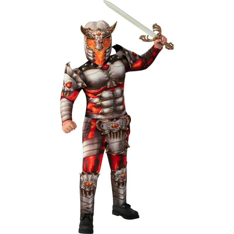 Demon Knight Costume for Kids, Orange and Red Jumpsuit