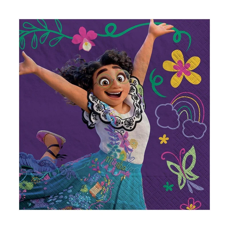 Disney Encanto Birthday Party Small Beverage Napkins, 16 Count