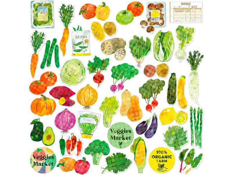 Boite d'autocollants décoratifs Veggies Market - Haco Stickers