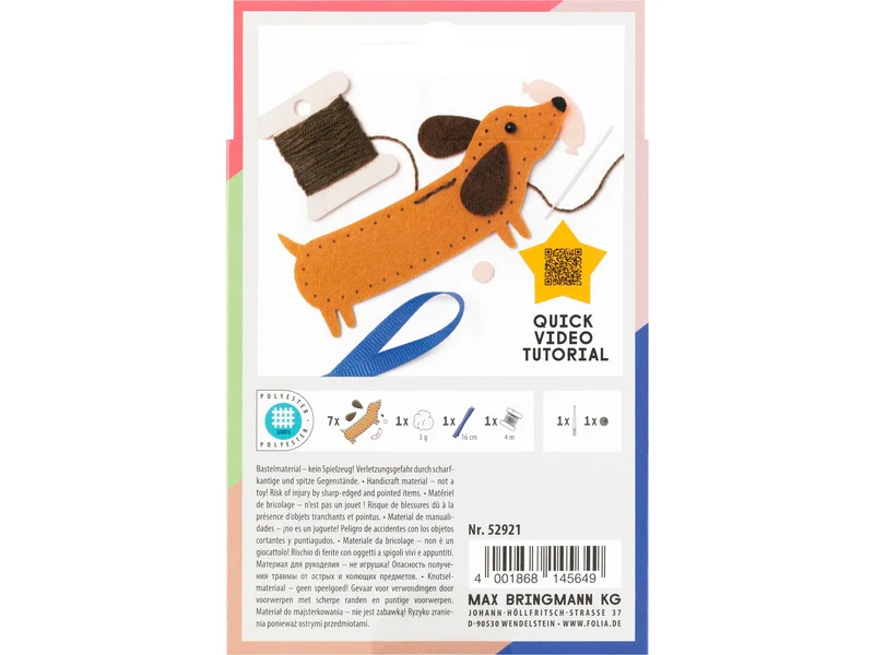 Mini set de couture en feutrine - Chien Teckel