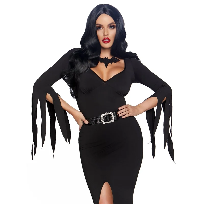 Immortal Mistress Costume for Adults, Black Long Dress